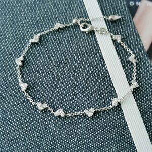 New Silver Kendra Scott Haven Heart White Crystal Chain Bracelet